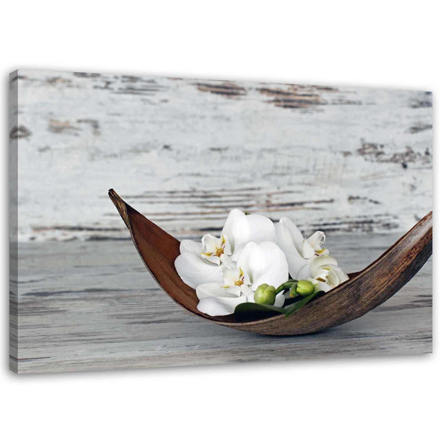 WANDBILD Orchidee Blumen Vintage 100x70cm - Grau, Textil (100/70cm) - Feeby