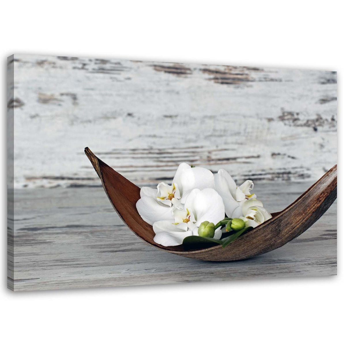 WANDBILD Orchidee Blumen Vintage - Grau, Textil (60/40cm) - Feeby