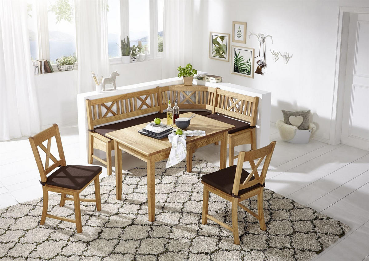 ECKBANKGRUPPE im Landhausstil Damaris Massivholz Wildeiche/Braun - Wildeiche/Braun, Holz (179/1/139cm) - 58aufmkessel