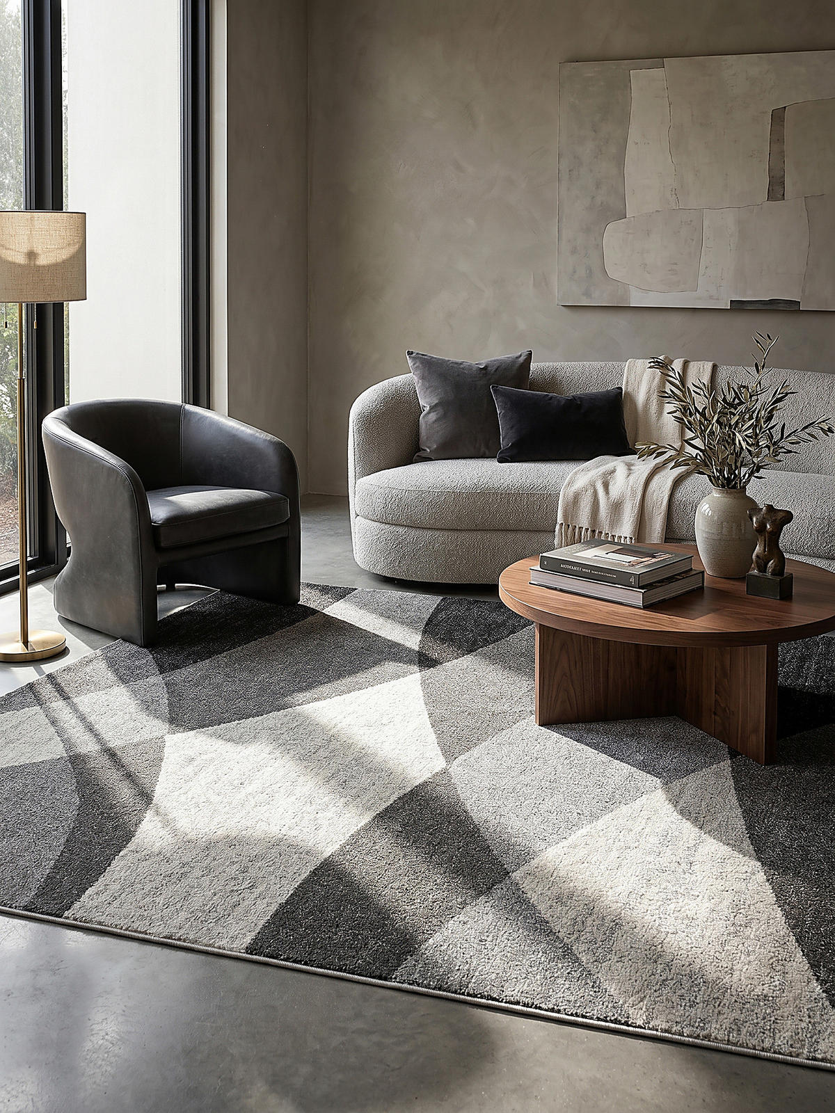 TEPPICH Niederflor Abstrakt THUR Polypropylen Grau 120 x 160 cm - Grau, Textil (120/160cm) - KADIMA DESIGN
