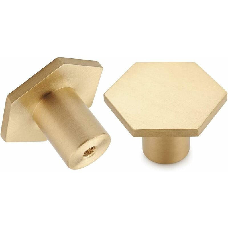 SCHRANKKNOPF Gold 10er-Set Messing - Goldfarben, Metall (2.6/2.4/2.6cm)