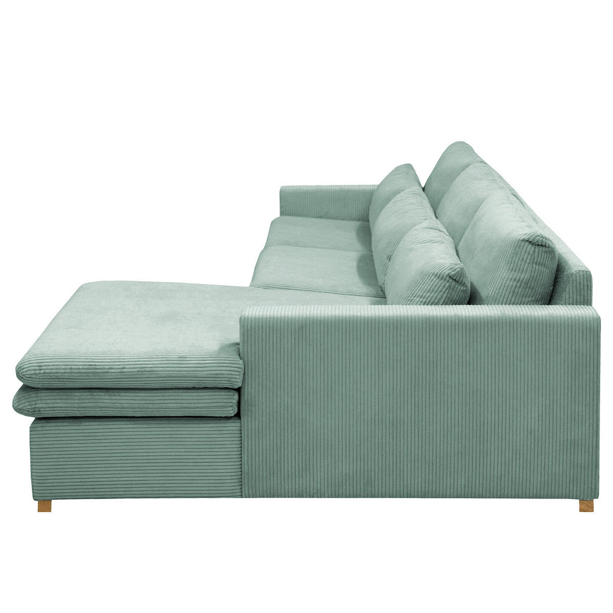 ECKSOFA mit Longchair - Blau, Textil (299/164cm) - home24