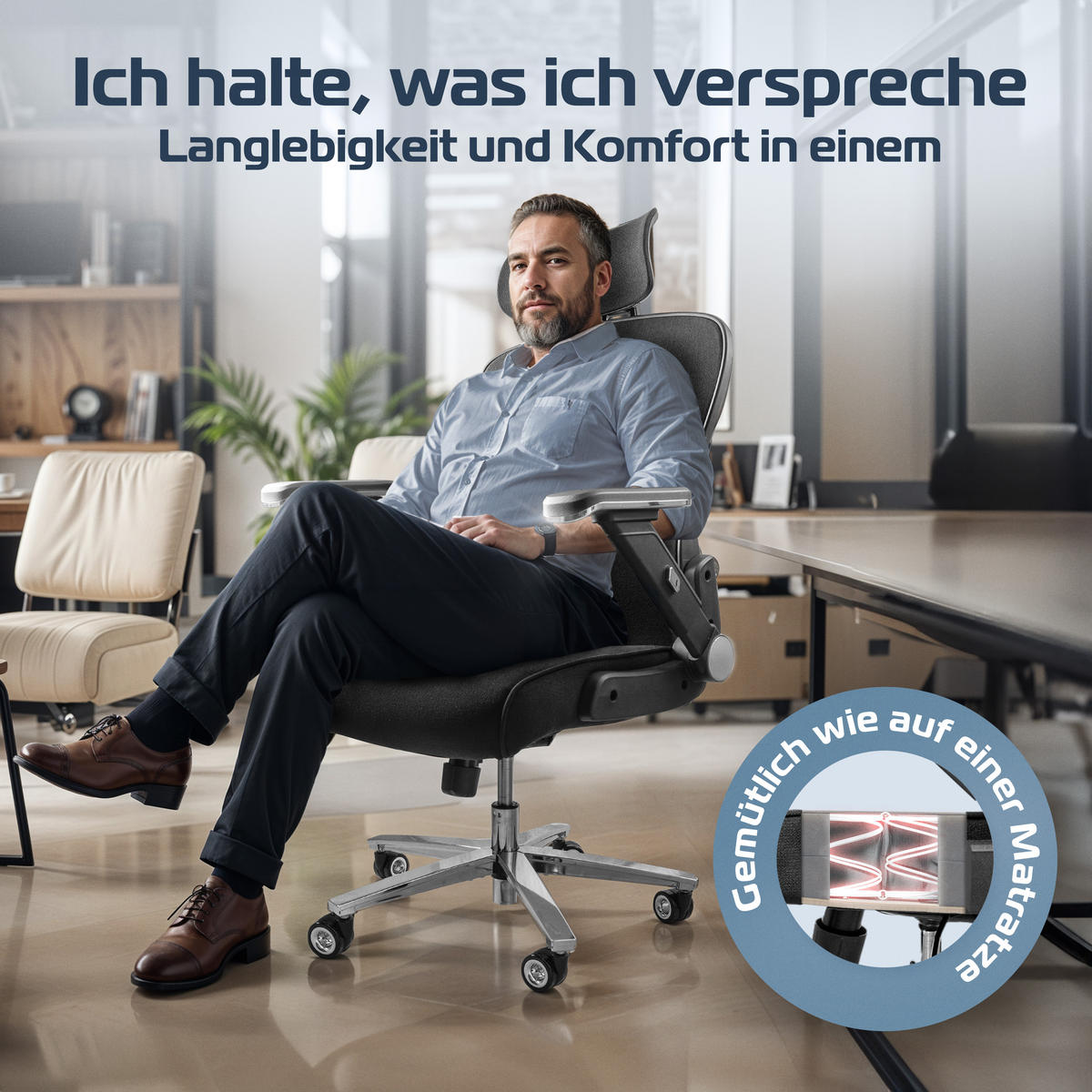 BÜROSTUHL PowerSeat Schwarz - Silberfarben/Schwarz, Kunststoff/Textil (74/135/74cm) - Clouvou