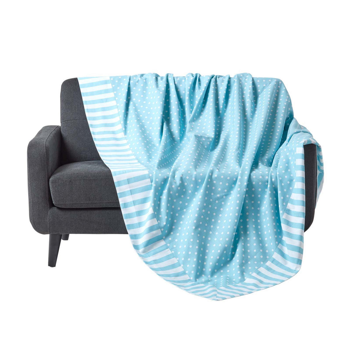 ÜBERWURF 150/200 cm, gepunktet, 100% Baumwolle - Blau, Textil (150/200cm) - Homescapes