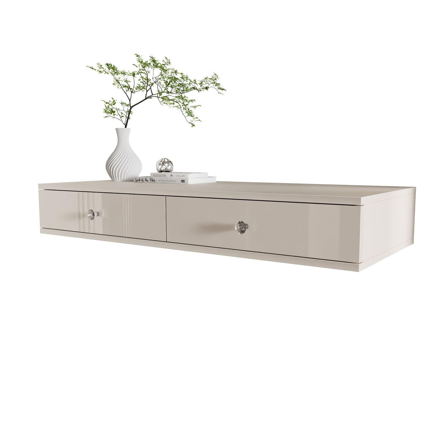 KONSOLE Glamour hängend mit Kristallgriff - Kaschmir, Holzwerkstoff (100/15/42cm) - Lookway