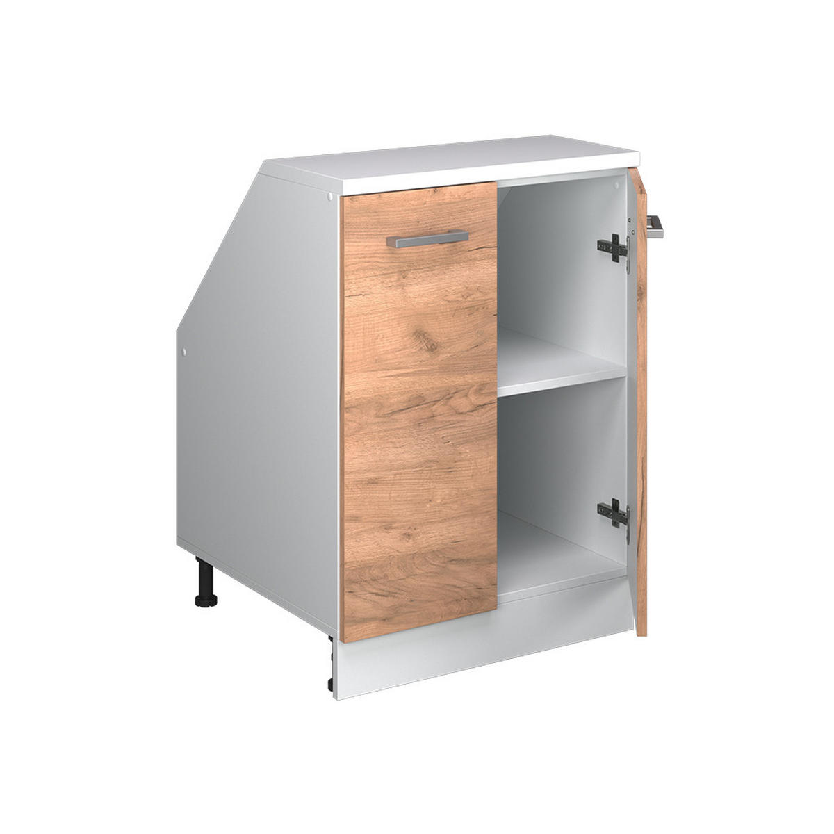 KUHINJSKI ORMAR ZA KOSINE KROVA R-Line Hrast zlatnog tona 60 cm s 2 vrata, korpus ormara dubine 60 cm - bijela/hrast medunac, drvni materijal (60/83.8/60cm) - Vicco