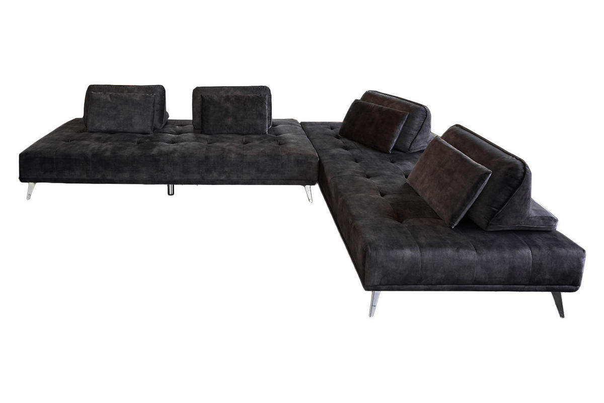 ECKSOFA WIOLO Anthrazit Velvet - Anthrazit/Silberfarben, Textil (350/240cm) - KAWOLA