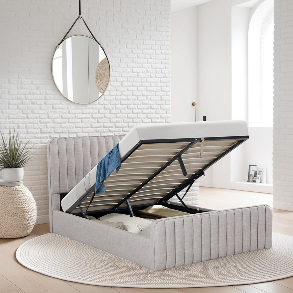 BETT NEVA /160x200 cm mit Lattenrost - Hellgrau - Hellgrau, Holzwerkstoff (160/200cm) - Weber Industries