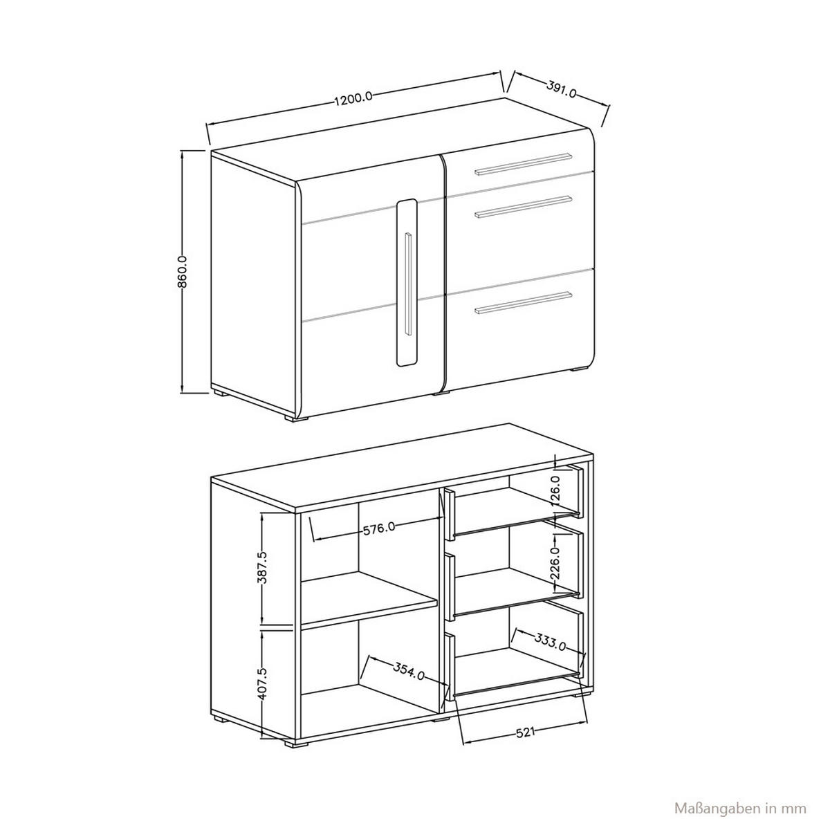 KOMMODE Turda-83 - Braun, Holzwerkstoff (120/86/39cm) - Lomado