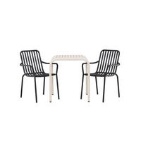 GARTENSET, Borneo, Tisch Beige, Stühle Schwarz, Metall, 70 x 70 x 75 cm, 3-teilig - Beige, Metall - ebuy24