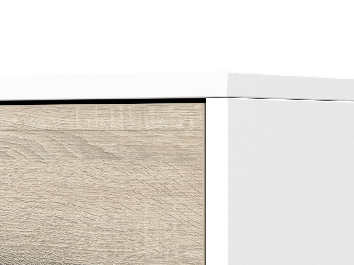 KOMMODE - Highboard IRYS MINI (Weiß + Sonoma) - Weiß/Sonoma Eiche, Holzwerkstoff (90/95/45cm) - Möblo