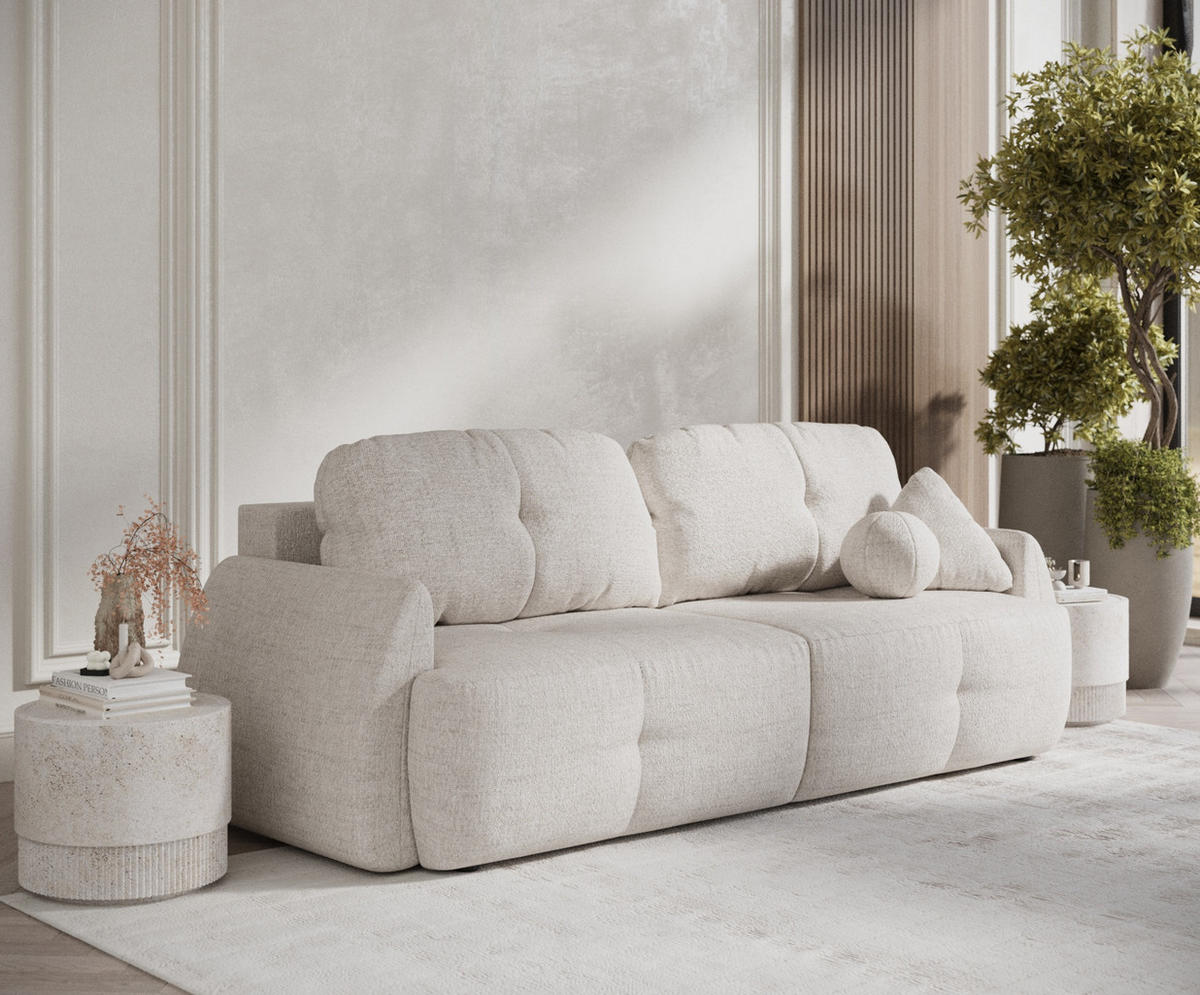SCHLAFSOFA Loca Beige Webstoff - Beige/Schwarz, Holz/Holzwerkstoff (248/92/103cm) - Maison de Reve