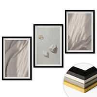 WANDBILDER 3er-Set - 40x60 cm Schwarzer Rahmen - Nahaufnahmen der Struktur im Boho-Stil - Schwarz, Kunststoff (40/60cm) - ArtPrintCave