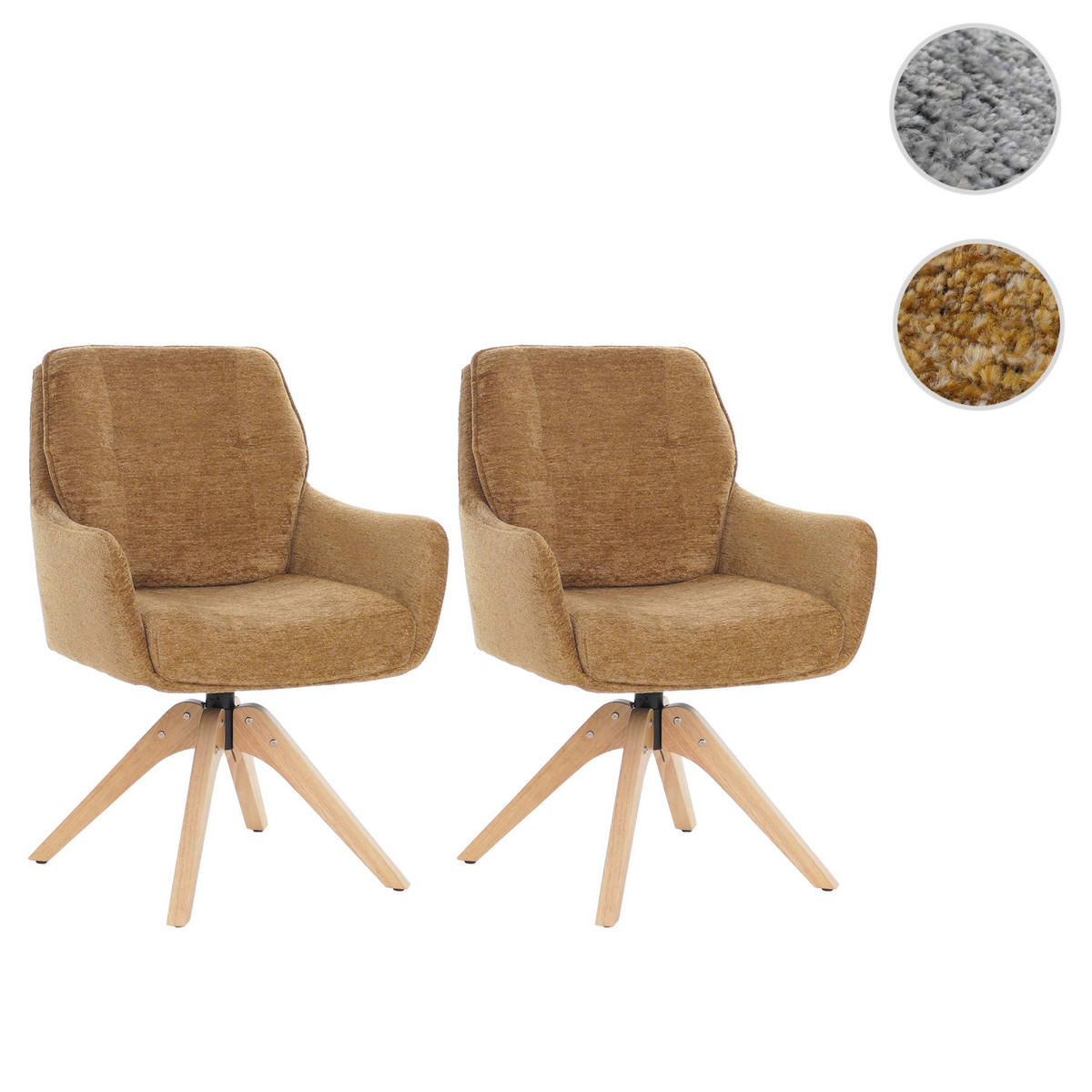JÍDELNÍ ŽIDLE Hořčičně žlutá, sada 2 ks - žlutá, textil (60/88/65cm) - MCW