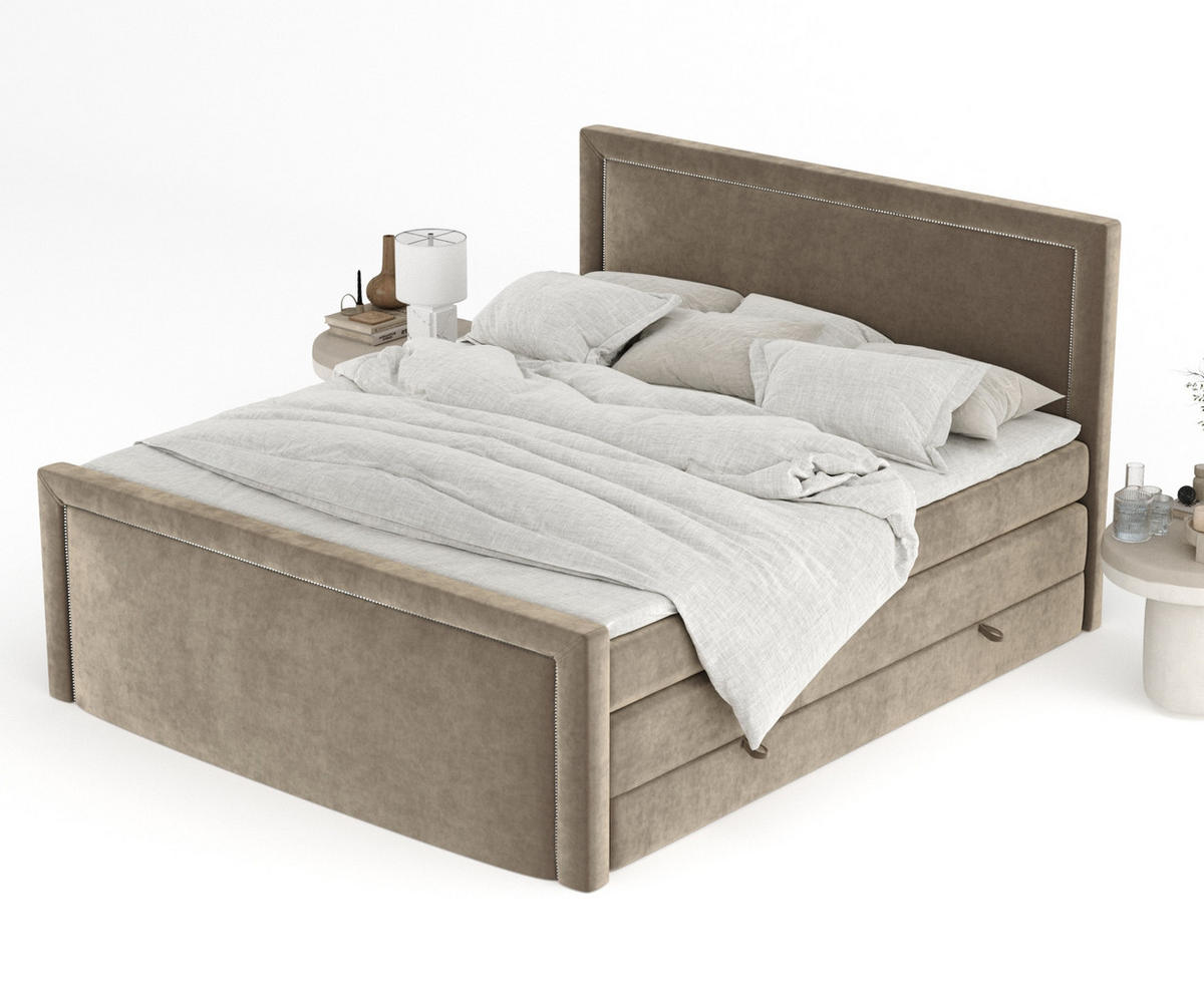 BOXSPRINGBETT Lavenda Braun 160/200 cm - Schwarz/Braun, Holz/Holzwerkstoff (160/200cm) - Maison de Reve