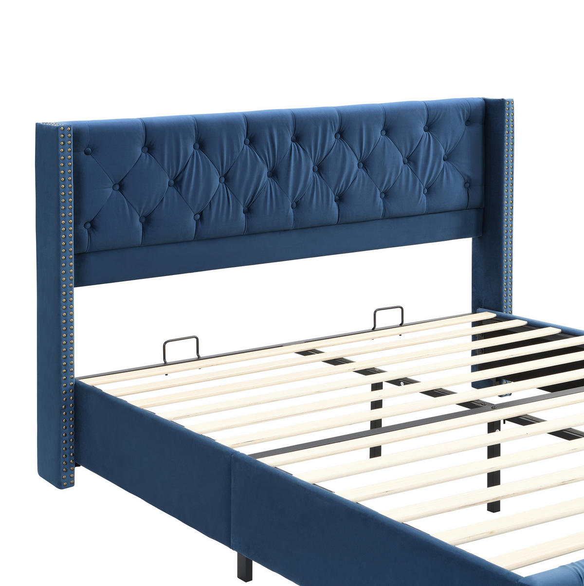 POLSTERBETT mit Lattenrost 160x200 cm Samt Blau - Blau, Metall (160/200cm) - Meubliv
