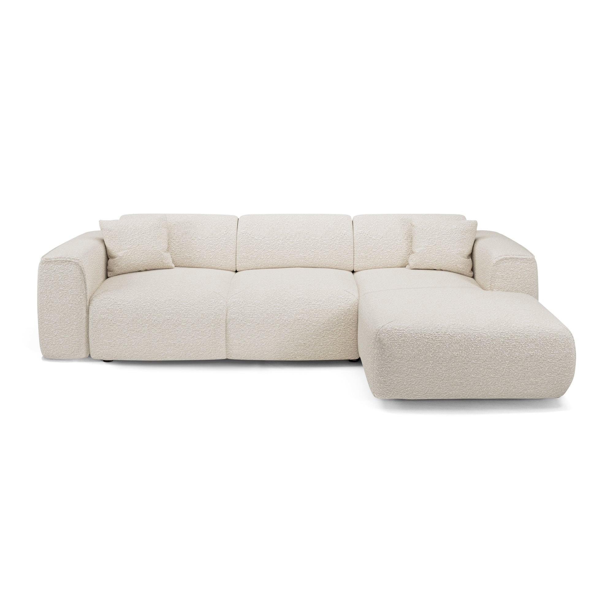 ECKSCHLAFSOFA Bouclé-Stoff Creme 283cm - Creme, Textil (283/180cm) - Sia Home