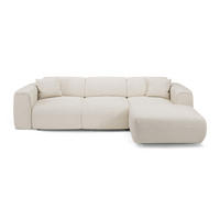 ECKSCHLAFSOFA Bouclé-Stoff Creme 283cm - Creme, Textil (283/180cm) - Sia Home