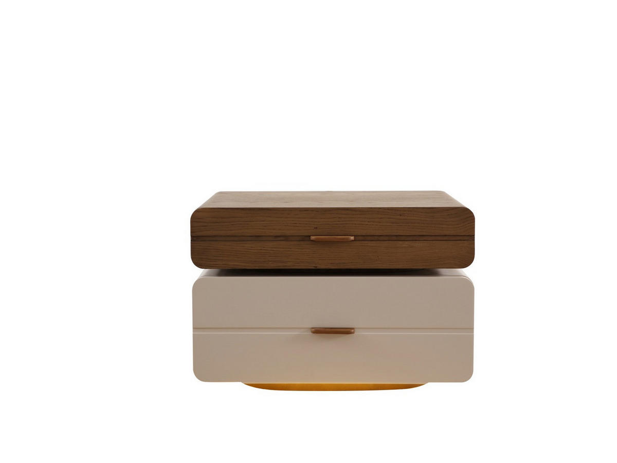 BETTANLAGE VALENICA Schlafzimmer-Set, 4-teilig, Beige, Bett mit Kopfteil 2 Nachttischen und Kommode - Beige, Leder/Holzwerkstoff (160/200cm) - Villa Möbel
