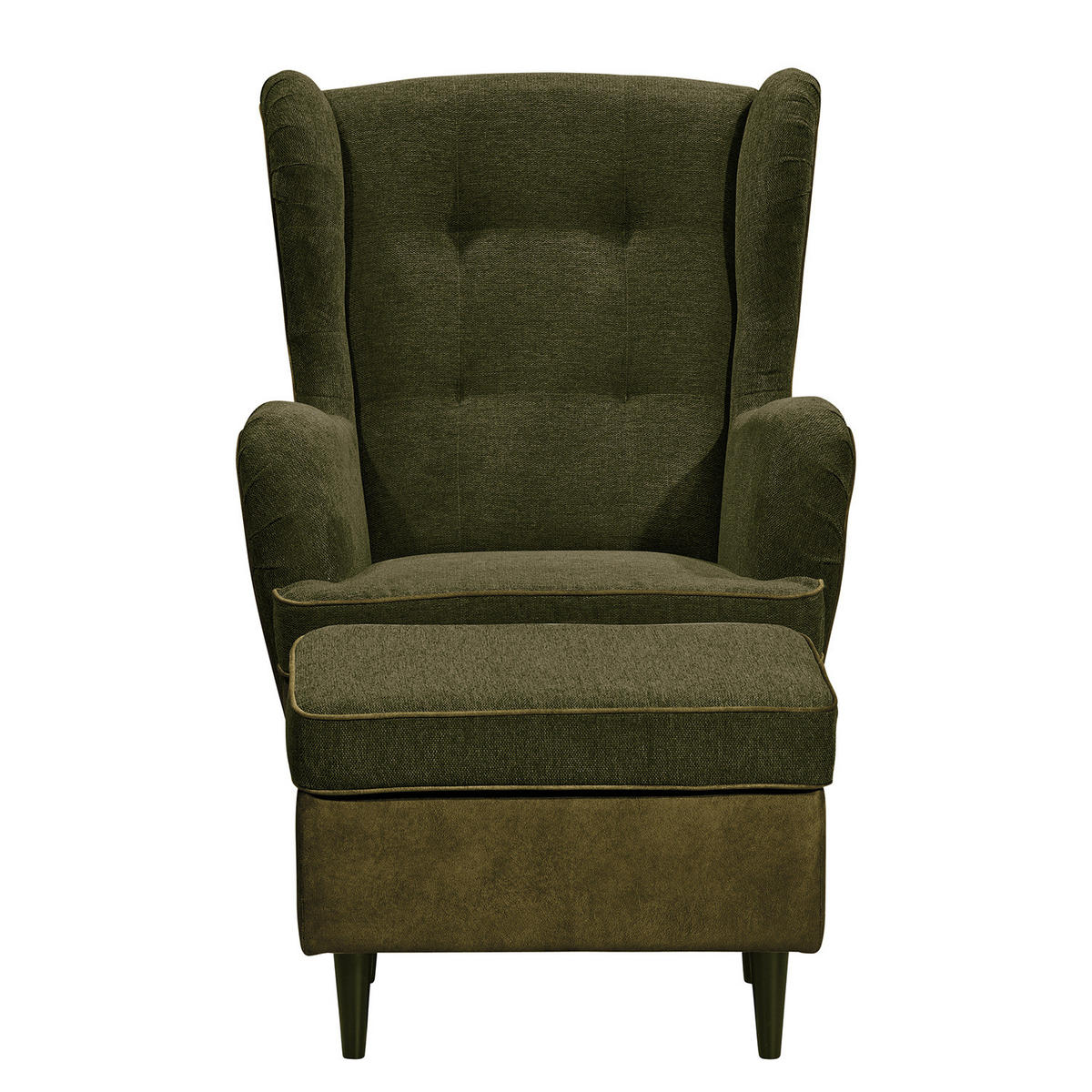 SESSEL - Schwarz/Olivgrün, Holzwerkstoff/Buchenholz (78/102/98cm) - home24