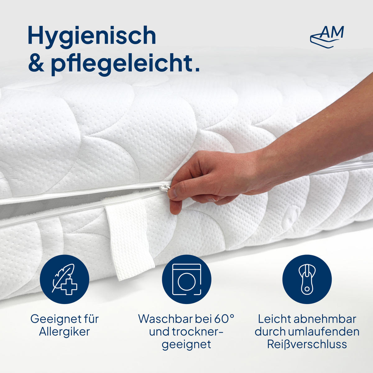 MATRATZENBEZUG Bio Baumwolle 100/200cm für 16cm Kernhöhe - Weiß, Textil (100/200cm) - AM Qualitätsmatratzen