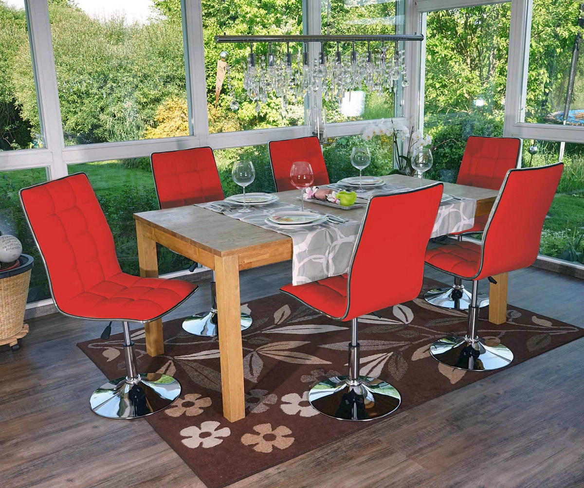 ESSZIMMERSTUHL Rot 6er-Set - Rot, Textil (43/103/54cm) - MCW