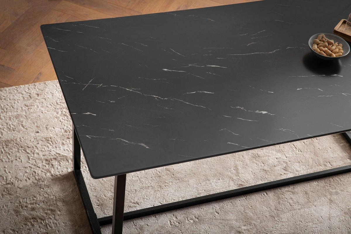 ESSTISCH Marmoroptik Metall Rechteckig Modern Klein, Schwarz 120x60x76 cm - Schwarz, Holzwerkstoff/Metall (60/120/76cm) - KADIMA DESIGN