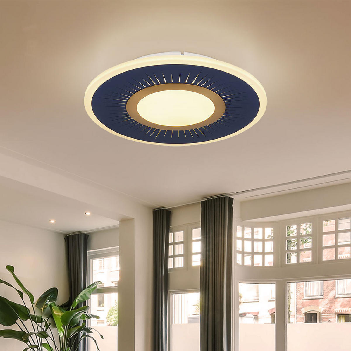 LED DECKENLEUCHTE Ingomar Blau Metall - Blau, Metall (37.2/37.2/5cm) - Globo Lighting