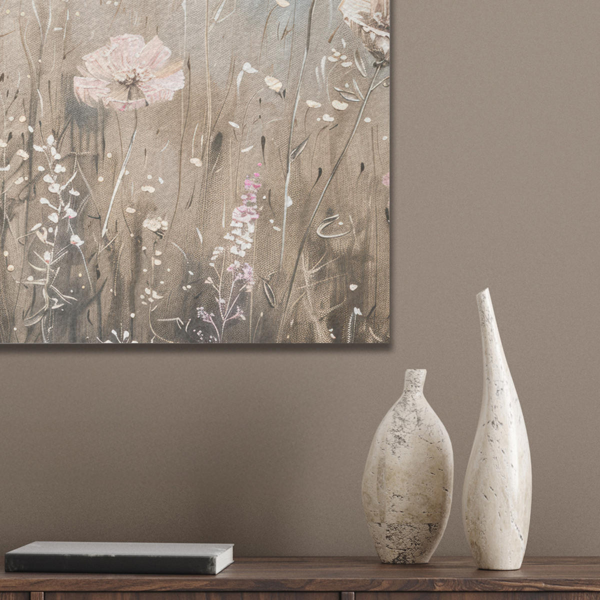 AKUSTIKBILD Blumen - Rosa - Modern - Beige Wandbilder 60x60 cm - Beige, Kunststoff (60/60/0.9cm) - MuchoWow