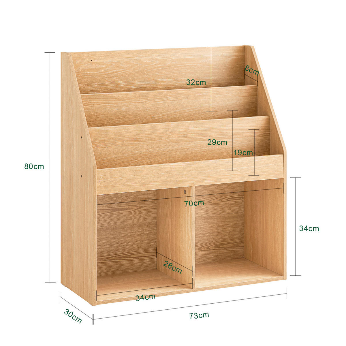 KINDERREGAL Natur - Naturfarben, Holzwerkstoff (73/80/30cm) - SoBuy