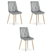 ESSZIMMERSTUHL 3-er Set TYRA hellgrauer Sitz, Beine in Holzfarbe - Eichefarben/Hellgrau, Textil (44.5/87/54.5cm) - Valora