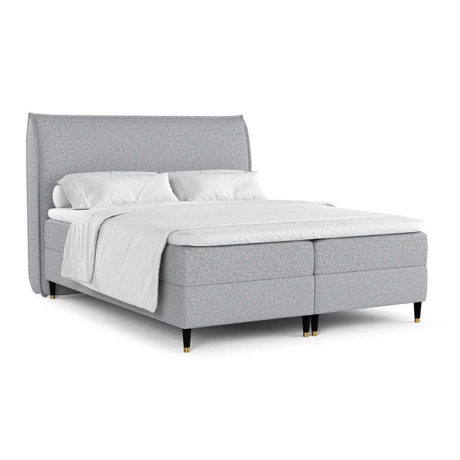 BOXBETT Melba Grau 140/200 cm mit Taschenmatratze und Kokosmatte - Schwarz/Grau, Holz/Holzwerkstoff (140/200cm) - Maison de Reve
