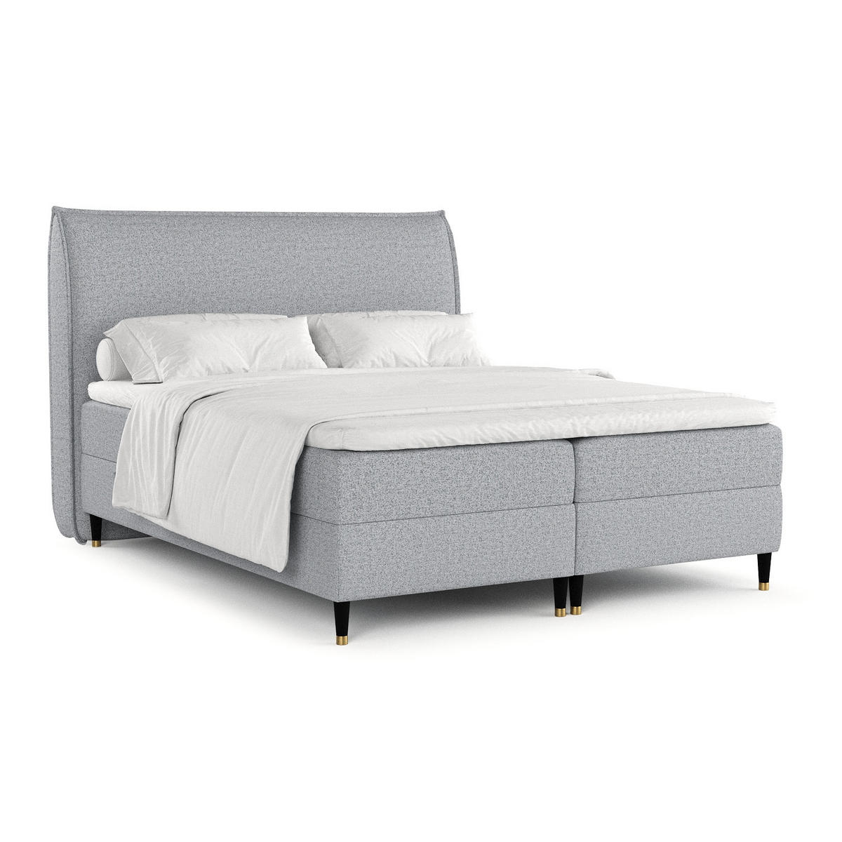 BOXBETT Melba Grau 180/200 cm mit Bonellmatratze - Schwarz/Grau, Holz/Holzwerkstoff (180/200cm) - Maison de Reve