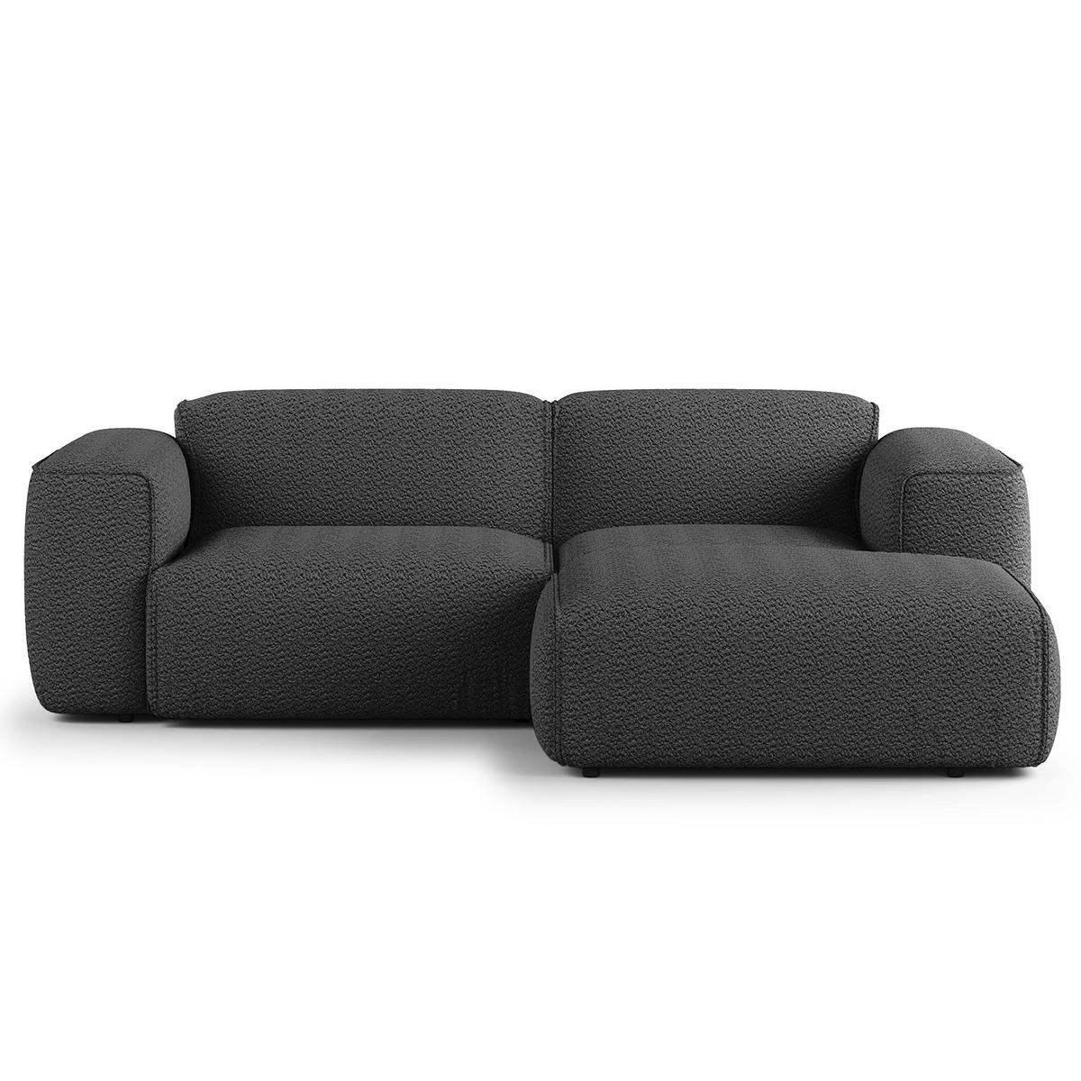ECKSOFA mit XL-Longchair - Anthrazit/Schwarz, Kunststoff/Textil (260/171cm) - home24