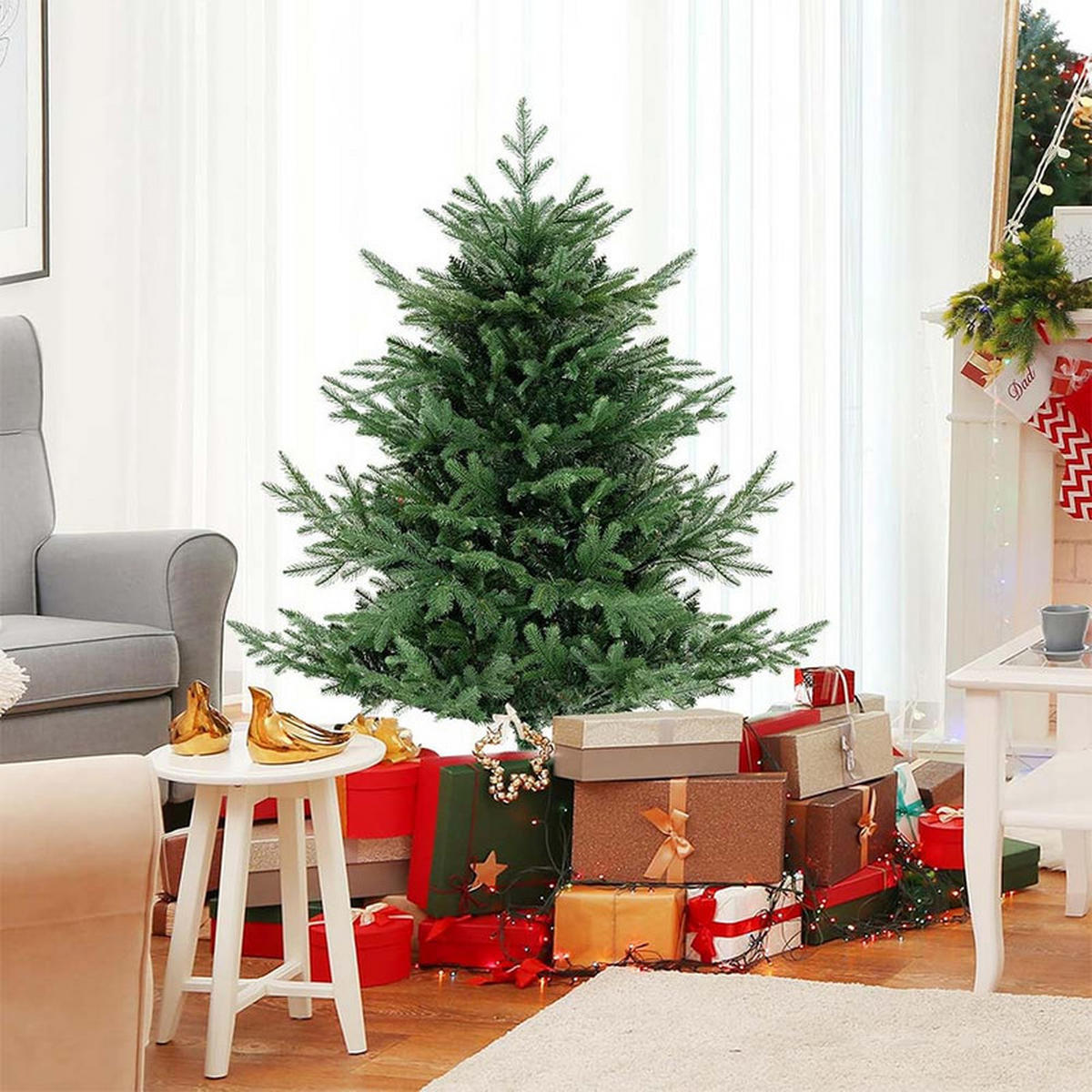 WEIHNACHTSBAUM mit 8 Lichtmodi 135cm Grün - Grün, Metall (135cm) - COSTWAY