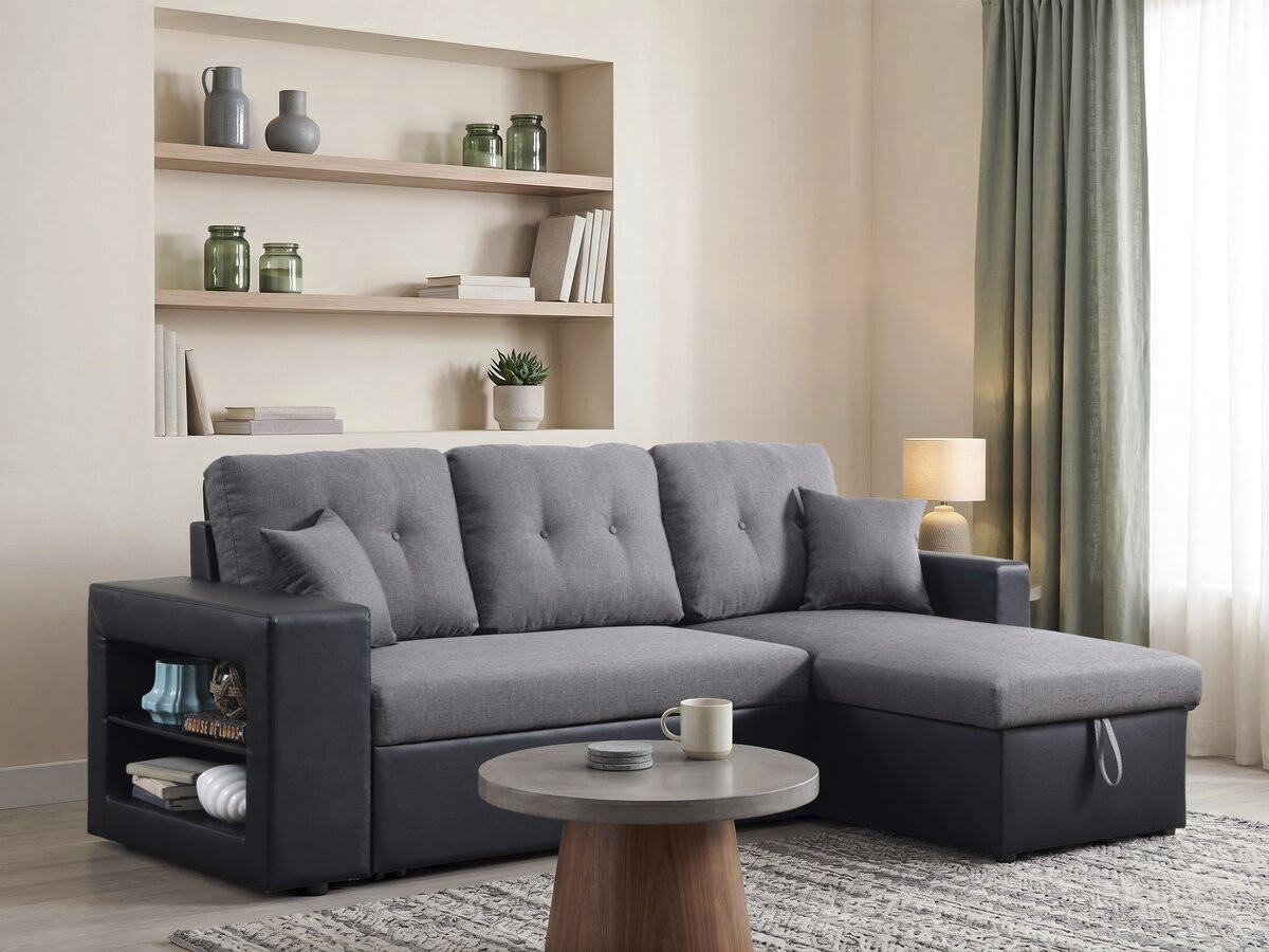ECKSCHLAFSOFA Axel Schwarz/Grau - Grau, Textil (233/146cm) - Habitat Garten