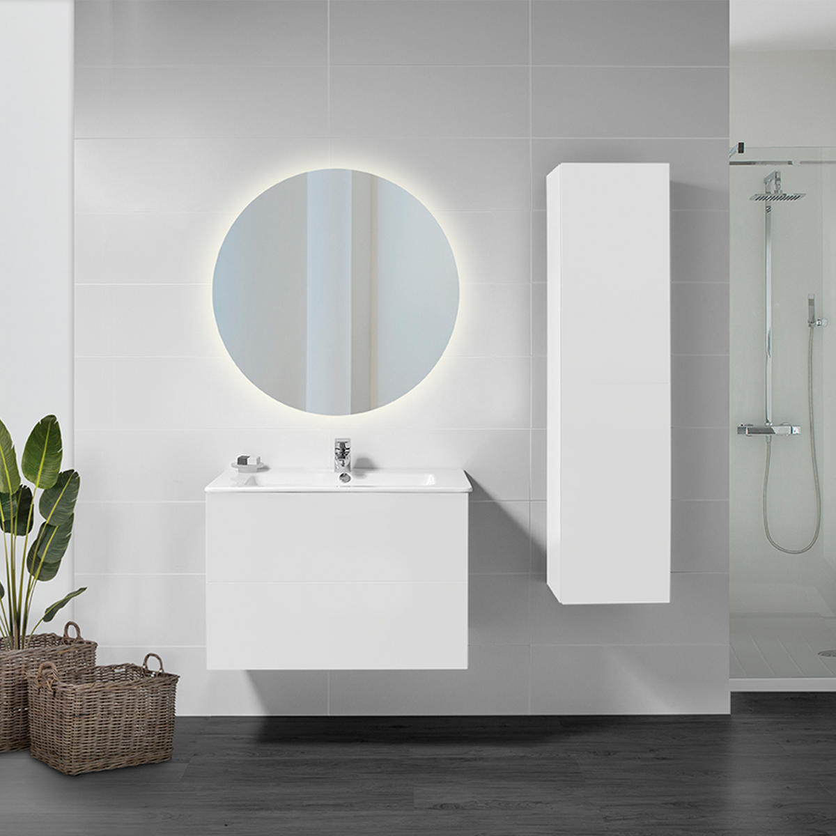 SPIEGEL Cassiopeia mit LED Beleuchtung, durchmesser 60 cm, AC 230V 50Hz, 20 W + 12 W - Multicolor, Metall (67/8/68.5cm) - EMUCA
