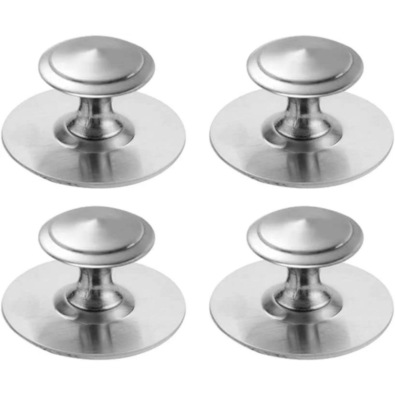 MÖBELGRIFF 4er-Set Klebegriffe - Silberfarben, Metall (4.5/2.3/4.5cm)