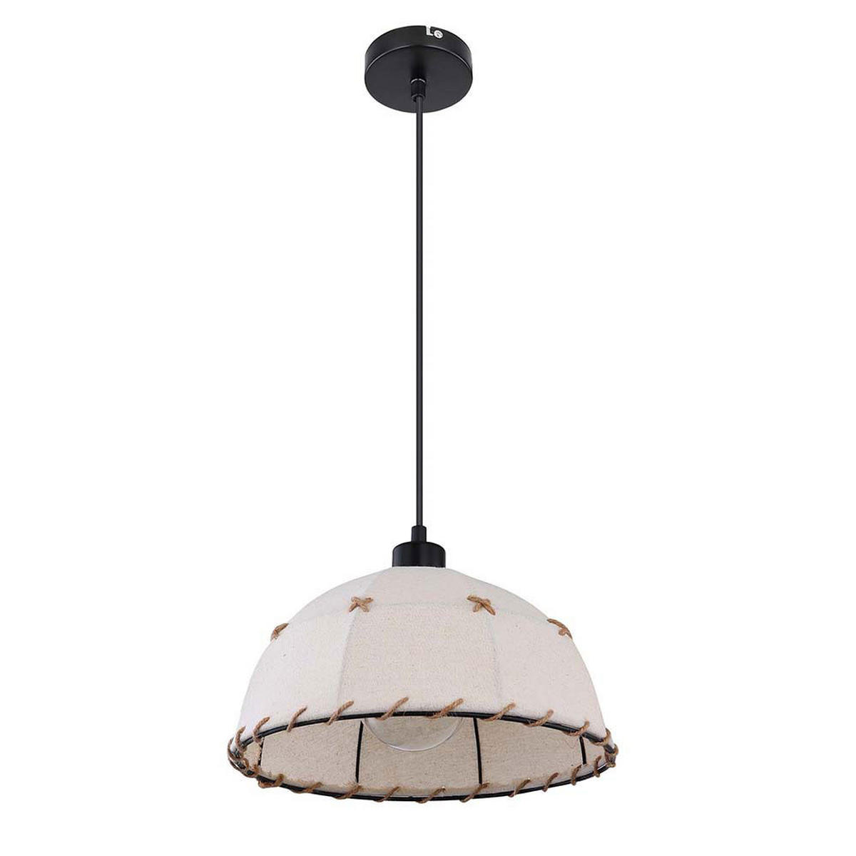 LED HÄNGELEUCHTE Hanfseil Beige Schwarz - Beige, Metall (30/30/120cm) - Globo Lighting