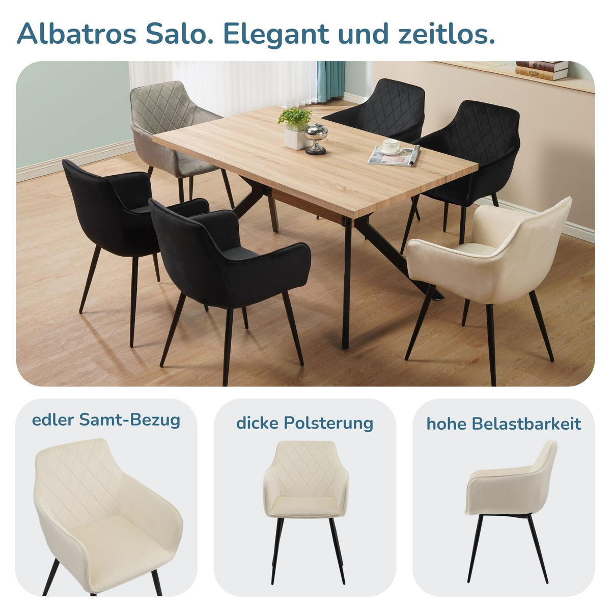 ESSZIMMERSTUHL SALO 2er Set - Beige, Textil (54/83/49cm) - Albatros