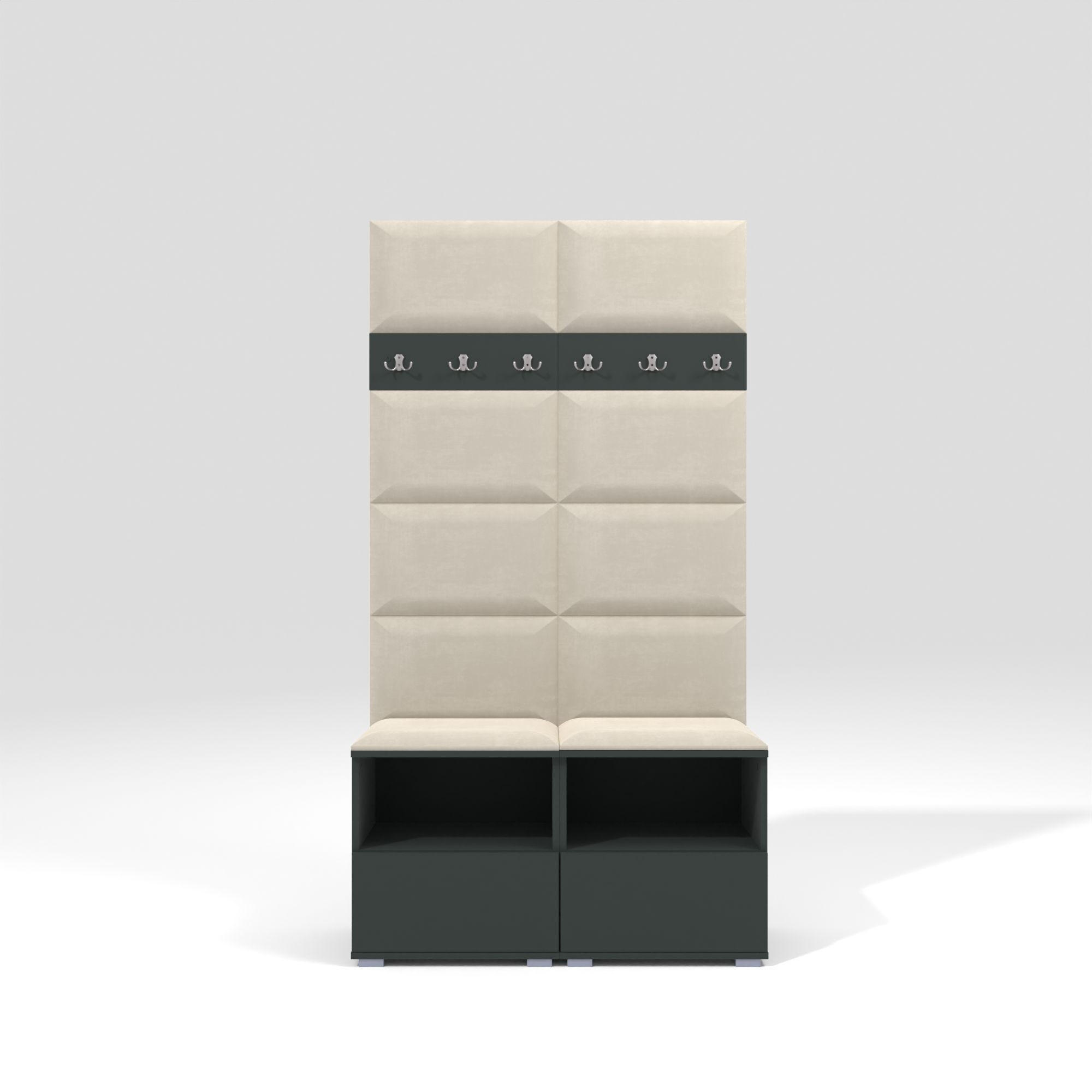 GARDEROBEN-SET Nela III mit gepolsterten Paneelen 100/187/40 - Silberfarben/Creme, Holzwerkstoff/Kunststoff (100/187/40cm)