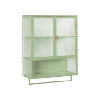 HÄNGESCHRANK DE-38106 60 cm mit 2 Glastüren und Handtuchhalter Grün - Grün, Metall (60/78/23cm) - ComfortXL