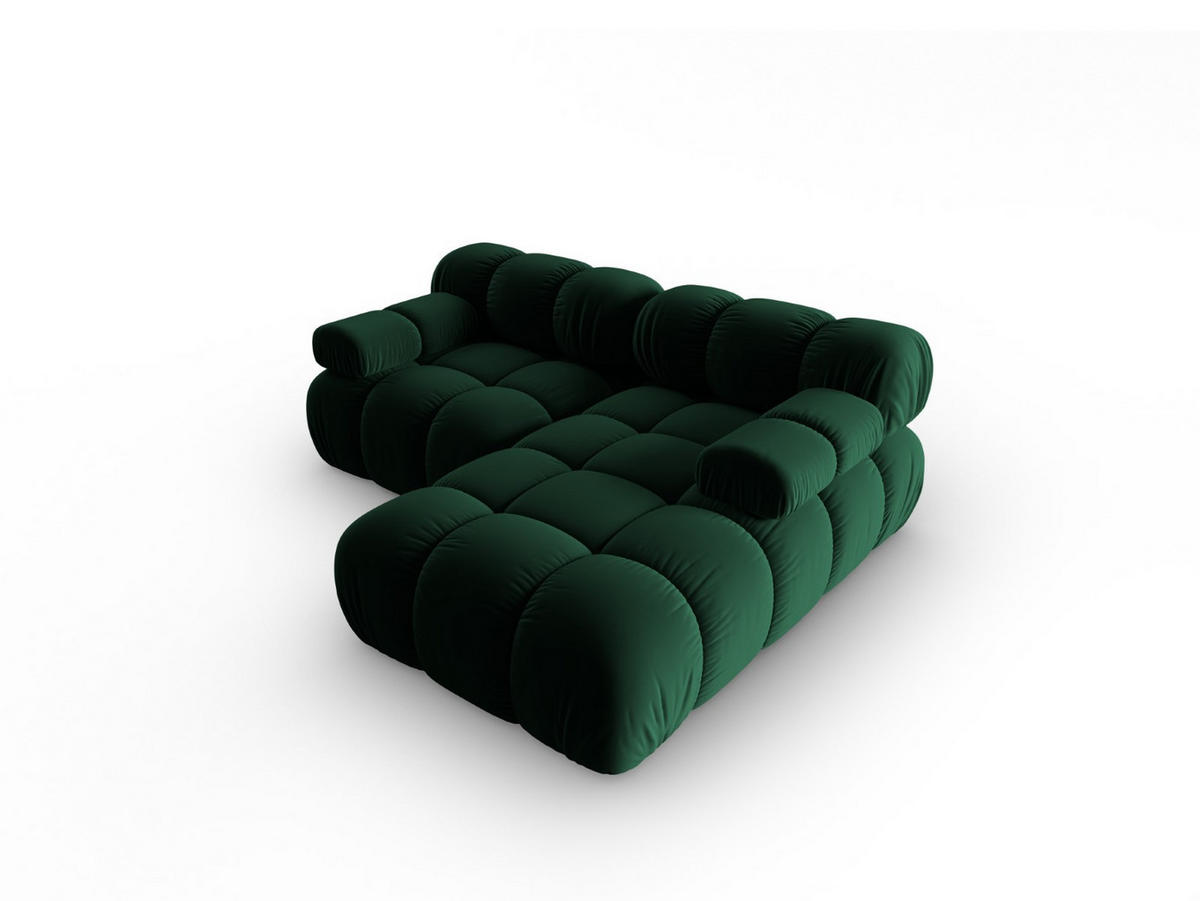 MODULARES-ECKSOFA rechts Bellis aus Samt flaschengrün 3 Sitzplätze - Grün, Textil (157/191cm) - Micadoni