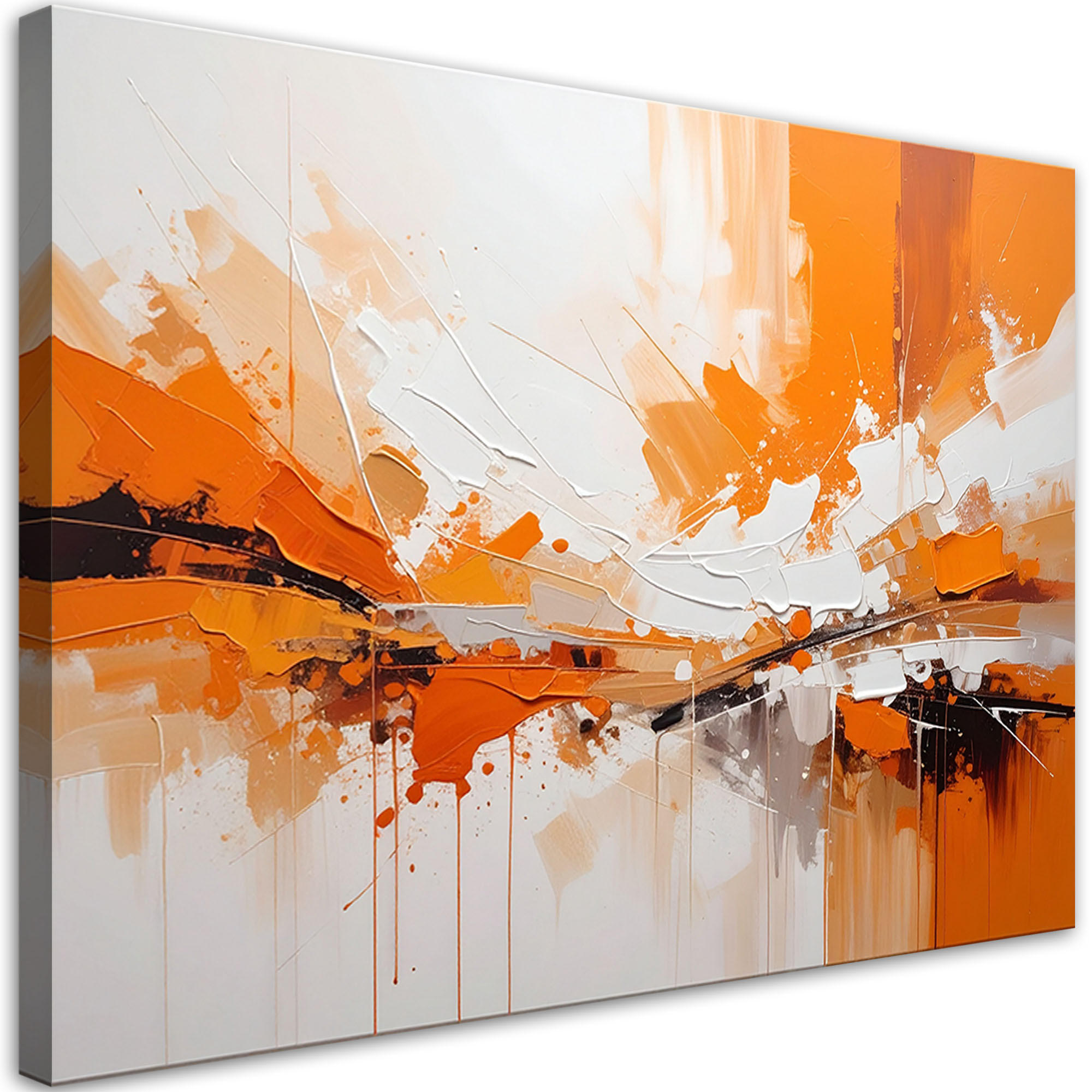 LEINWANDBILDER, Abstrakt in intensiven Orangetönen - Orange, Textil (45/30cm) - Feeby