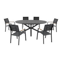 GARTENESSGRUPPE im Set - 6 -Sitzer - Textilene - anthrazitgrau - YOHA - Anthrazit, Metall - Vente-Unique