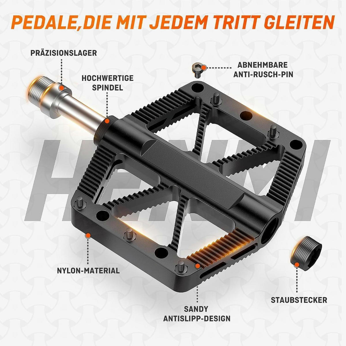 FAHRRADPEDALE 9/16 Zoll Set Aluminium rutschfest für Mountainbike E-Bike Stadtrad - Schwarz, Kunststoff (1.3/1.5/10.5cm)