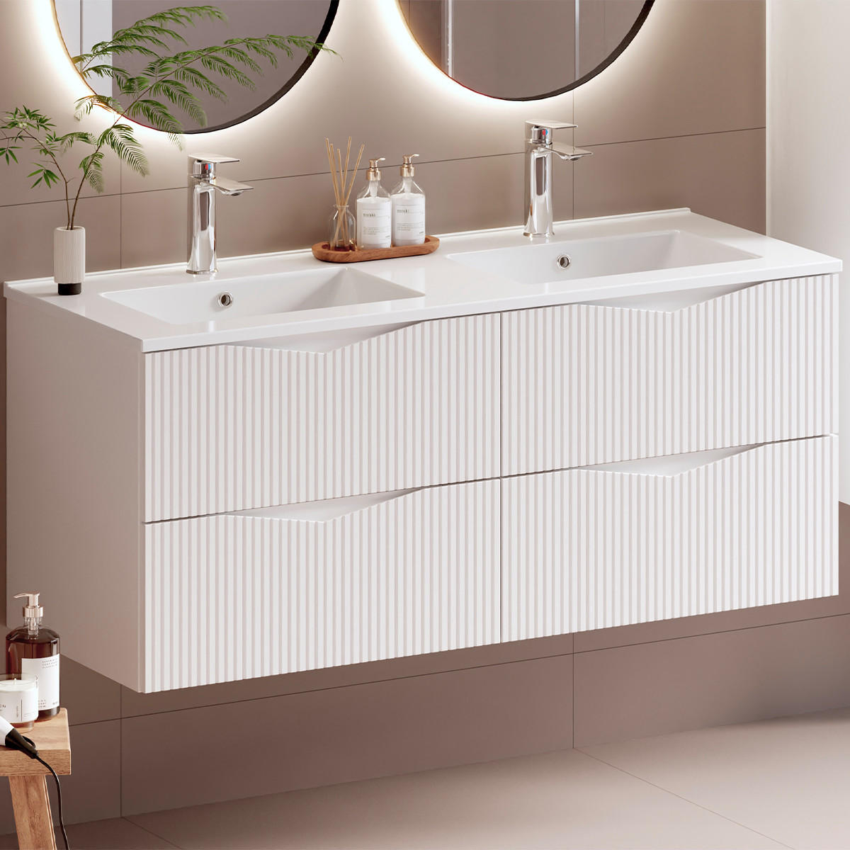 DOPPELWASCHTISCH 120cm Tao Weiß - Weiß, Holzwerkstoff (120/50/45.8cm) - Petits-meubles