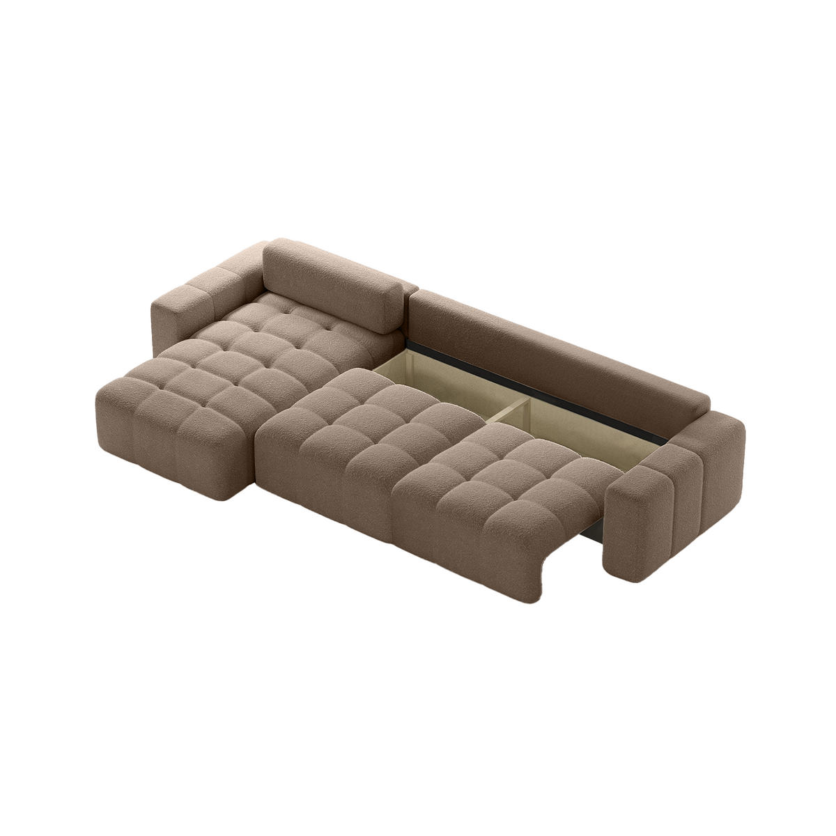 ECKSOFA RIFU SO mit Schlaffunktion, Braun - Braun, Textil (346/185cm) - Fedve