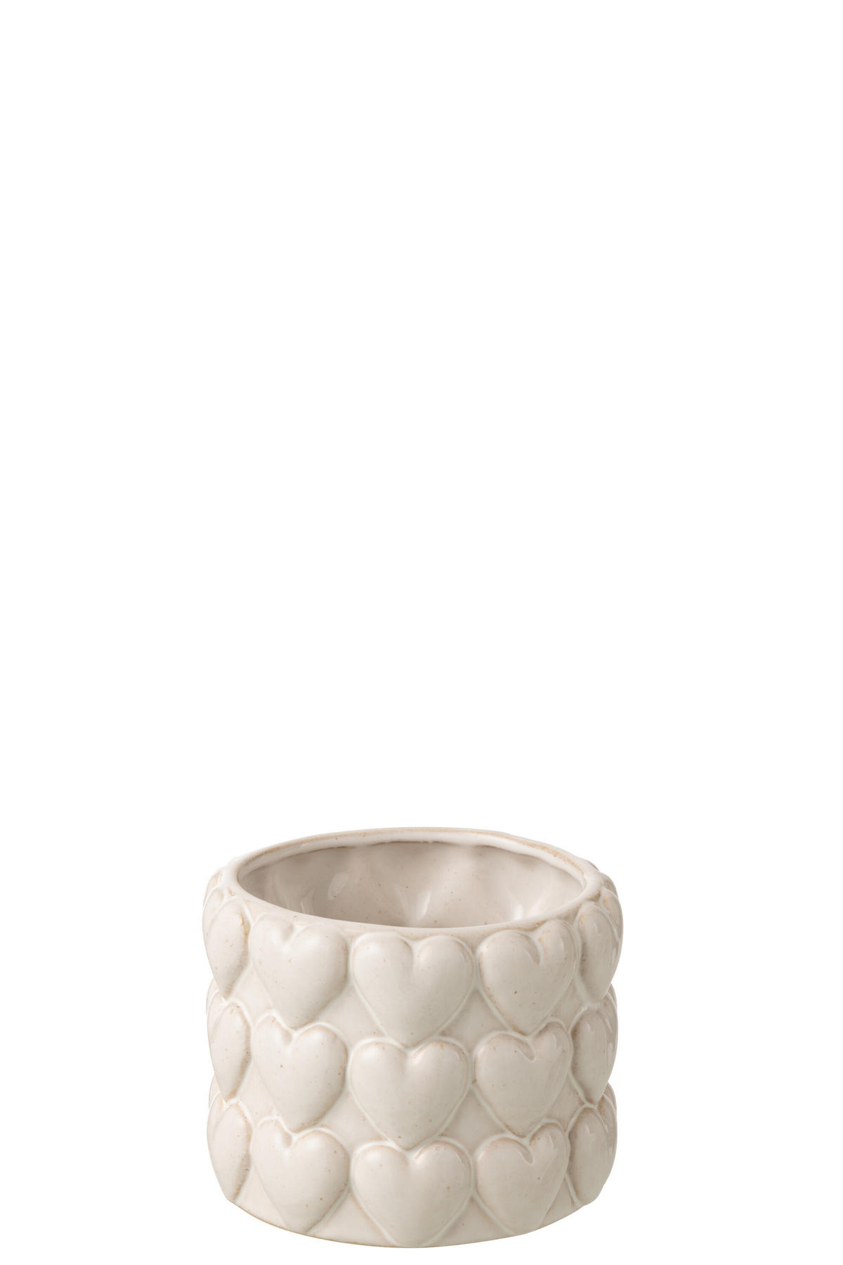 BLUMENTOPF HERZEN Beige - Beige, Keramik (13.5/11.5cm) - J-Line