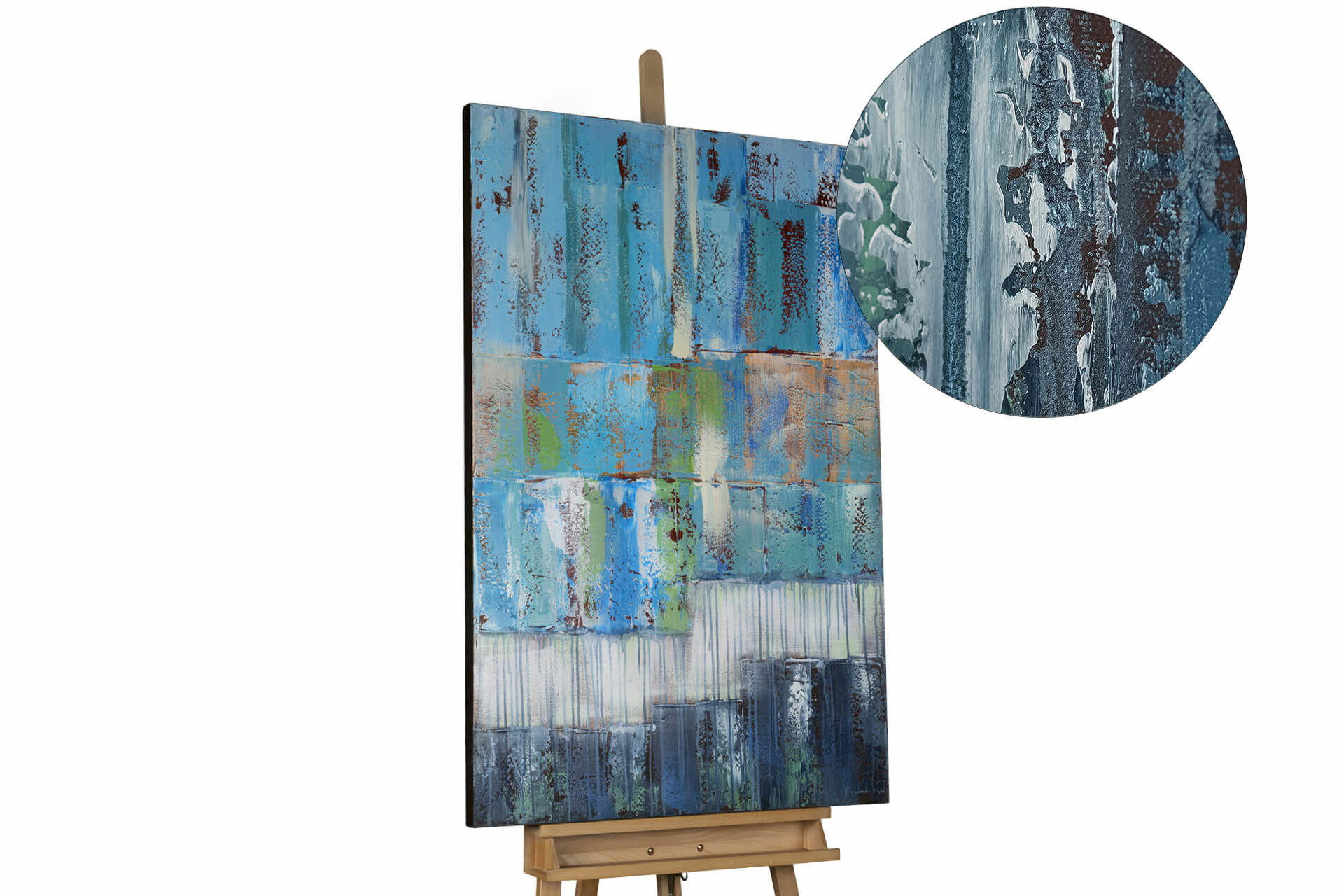 ÖLGEMÄLDE 80/120 cm - Türkis/Blau, Holz/Textil (2/120cm) - KUNSTLOFT